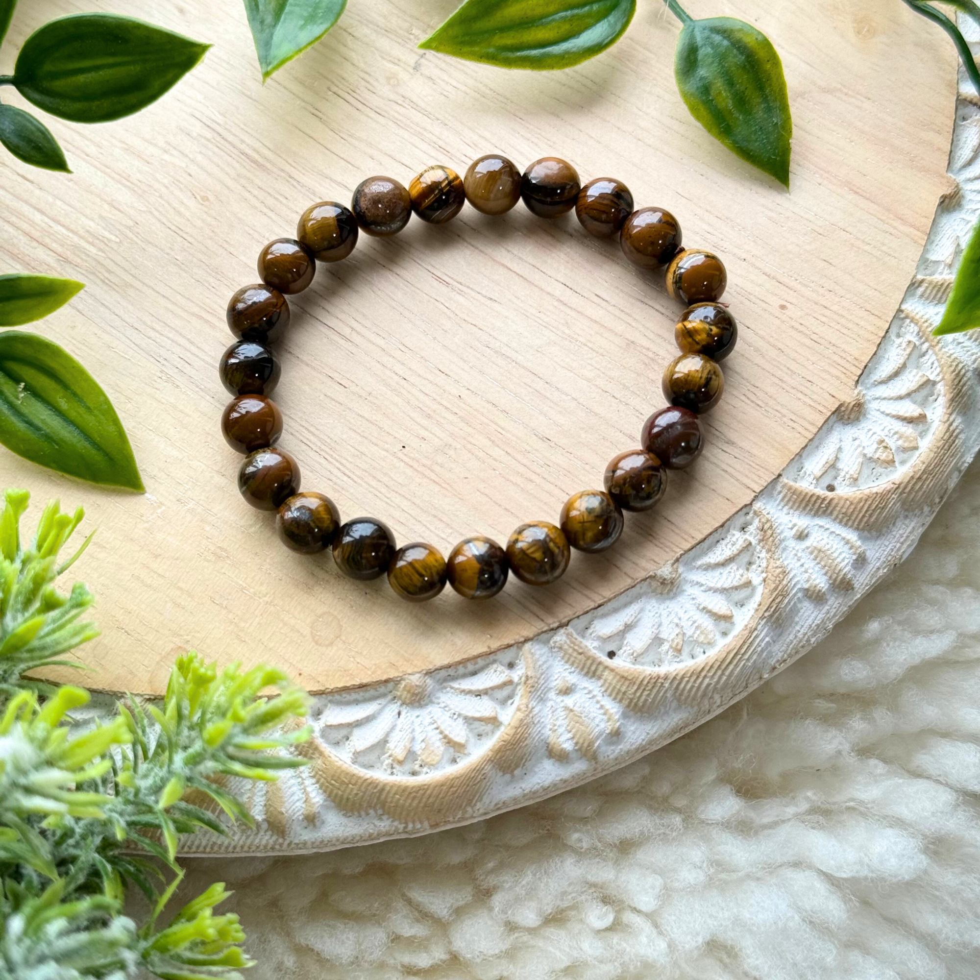Tigers Eye Beaded Gemstone Bracelet