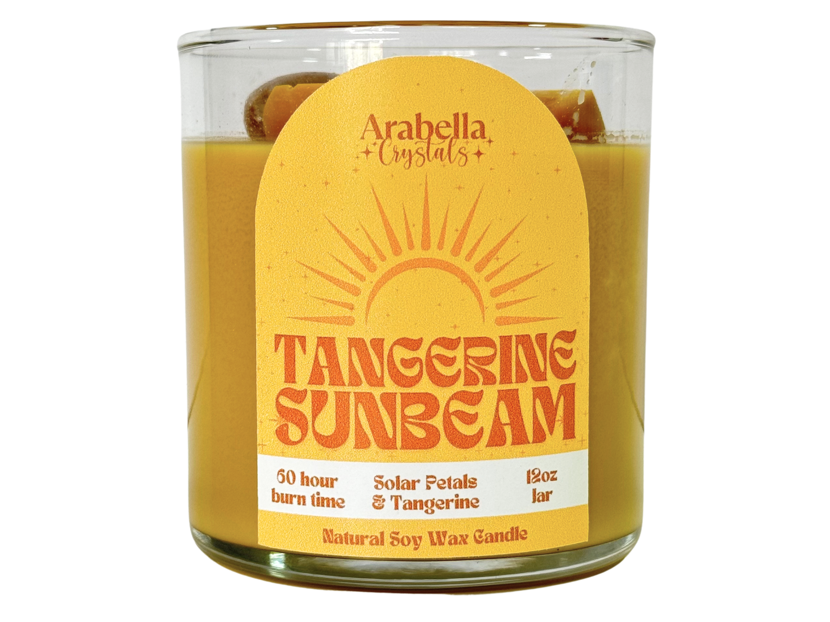 Tangerine Sunbeam – Crystal-Infused Candle with Golden Healer