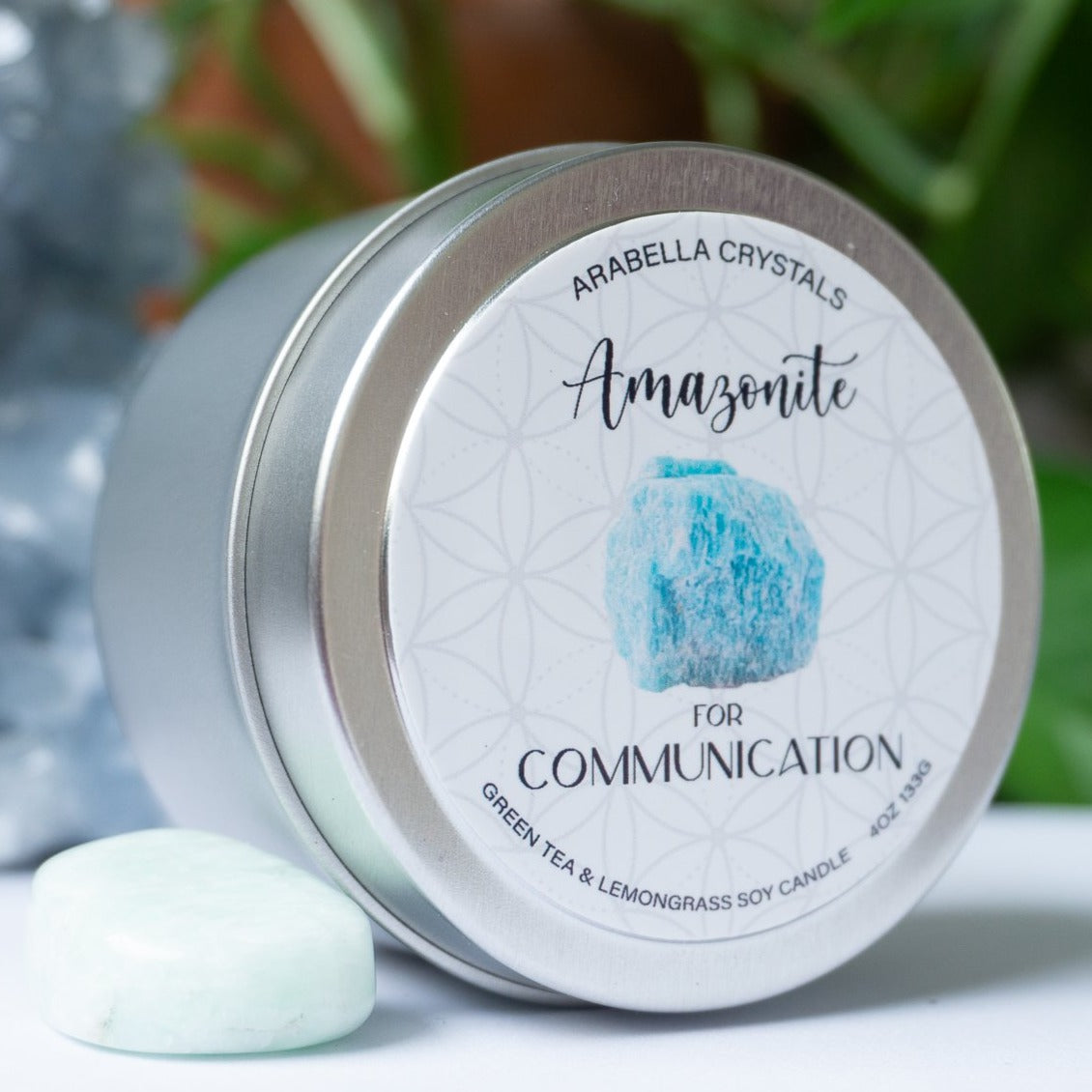 Amazonite Crystal Candle Tin