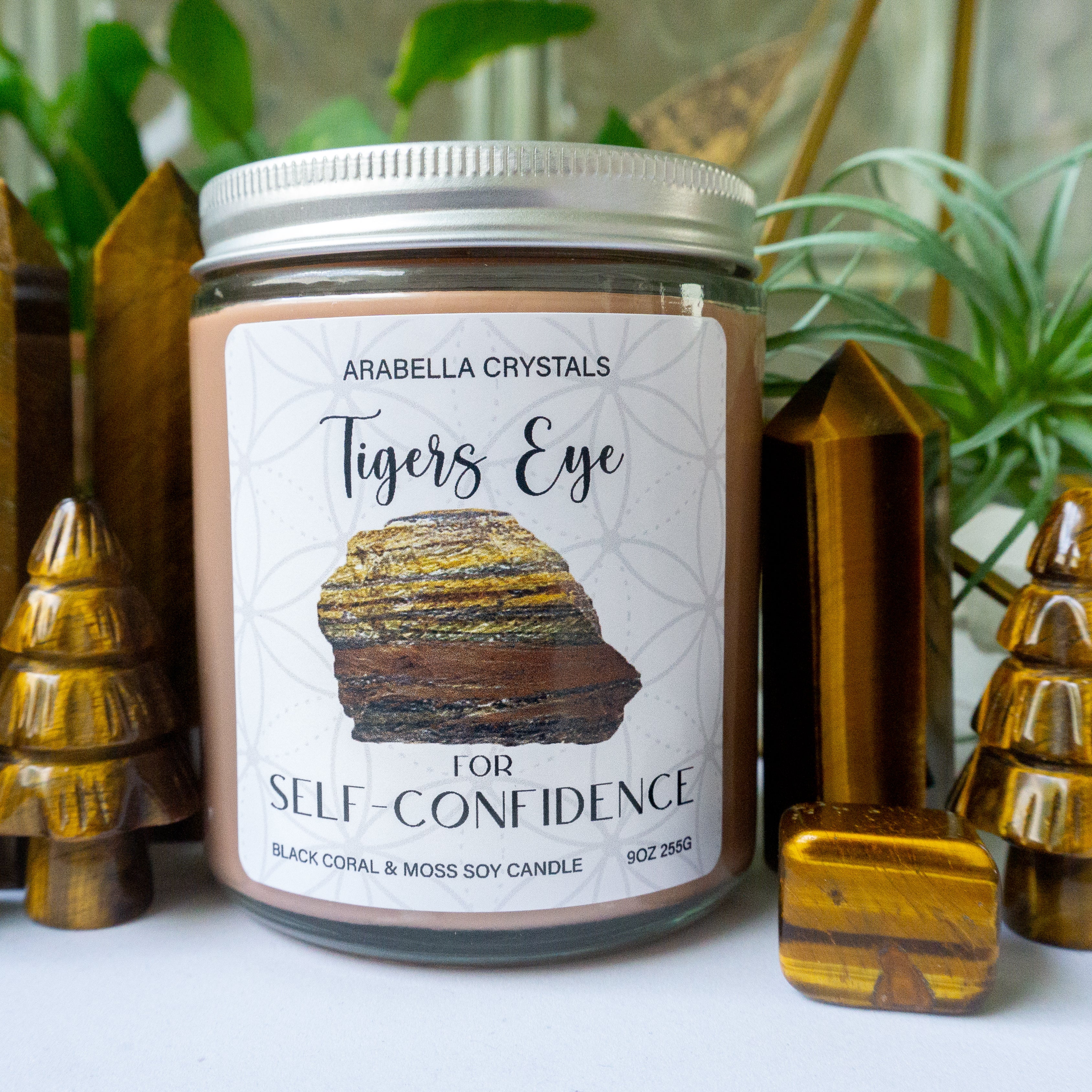 Tigers Eye Crystal Candle