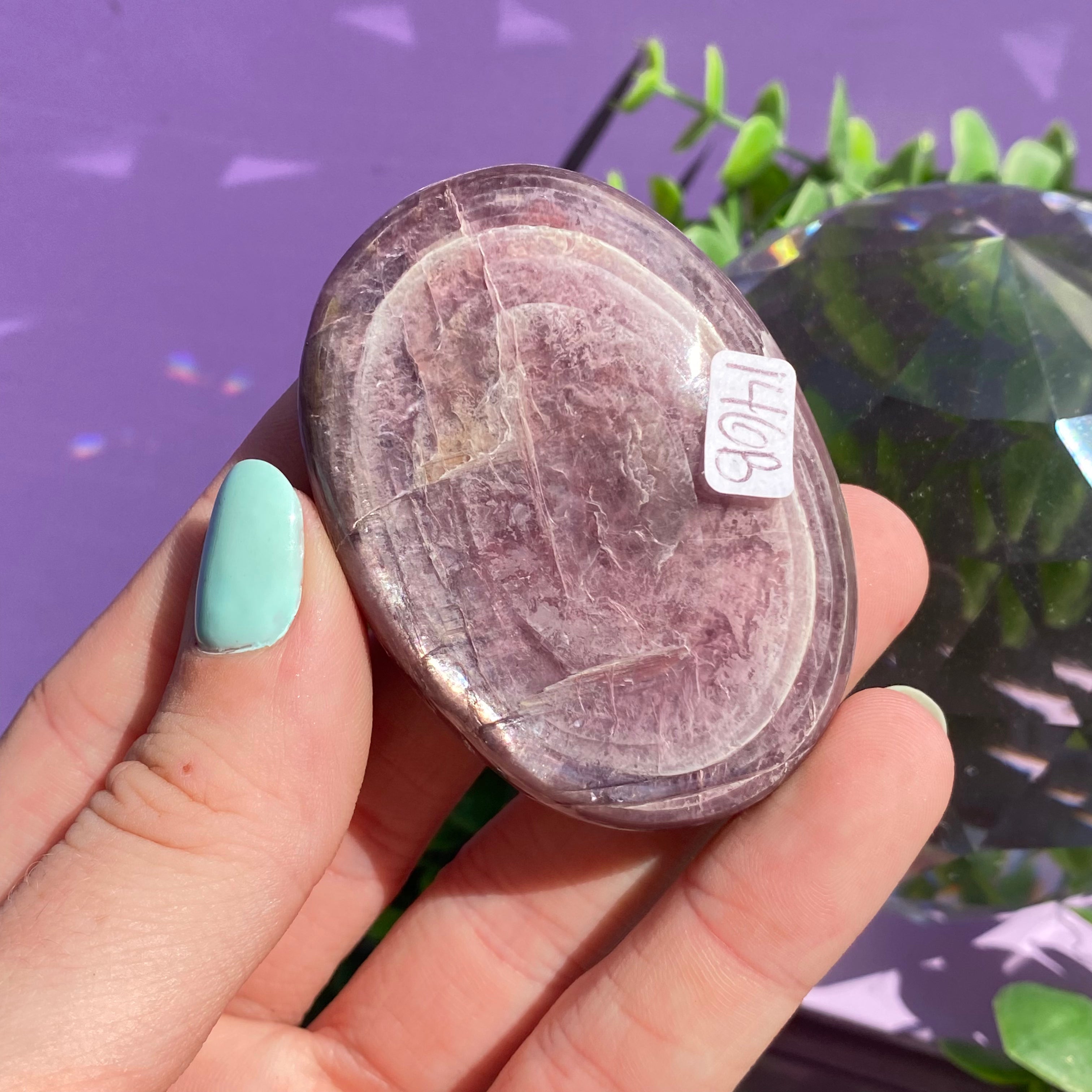 Gem Lepidolite Palm Stone